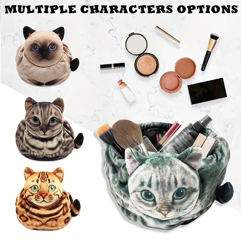 Skincare Animate - Kedi Şekilli Kozmetik Saklama Çantası, Sevimli